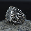 Silver Handmade Ring , Round Silver Seal Of Solomon Ring, Sword Figured Solomon Signet Ring, King Solomon Ring