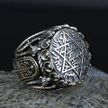 Silver Handmade Ring , Round Silver Seal Of Solomon Ring, Sword Figured Solomon Signet Ring, King Solomon Ring