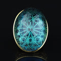 18K Gold Large Aquamarine Men Ring, Handmade Engraved Vintage Ring, Turkish Handmade Blue Gemstone Ring