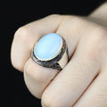 Men Handmade Natural Oval Moonstone Gemstone Turkish Ring