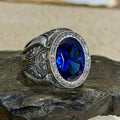 Men Handmade 925 Silver Blue Sapphire Gemstone Ring