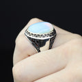 Men Handmade Natural Oval Moonstone Gemstone Turkish Ring