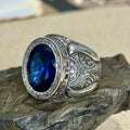 Men Handmade 925 Silver Blue Sapphire Gemstone Ring