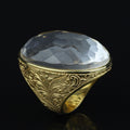 Men 18K Gold Ice Out Diamond Ring, Large Engraved Gemstone Mens Ring, Diamond Ottoman Men Ring, Gift For Men, 925 Sterling Silver