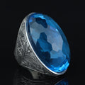Silver Aquamarine Ring , Large Aquamarine Stone Ring , Great Magnificence Men's Ring