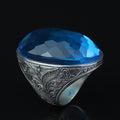 Silver Aquamarine Ring , Large Aquamarine Stone Ring , Great Magnificence Men's Ring