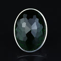 Mens Silver Large Green Stone Ring, Big Large Emerald Stone Ring, Ottoman Style Men Ring, Gift for Him, 925k Sterling Silver