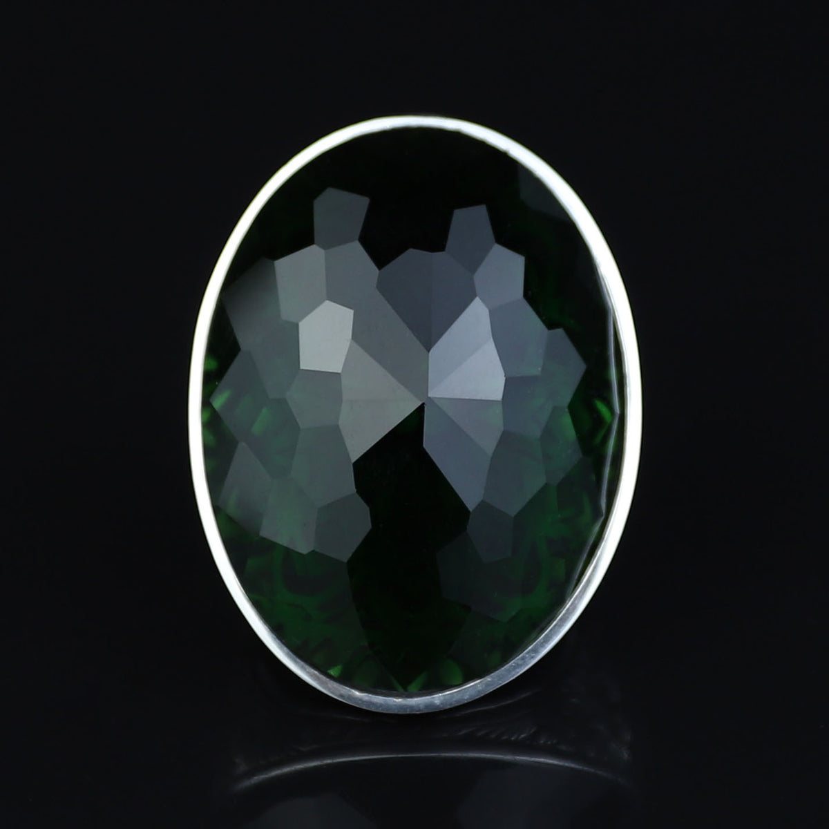 Mens Silver Large Green Stone Ring, Big Large Emerald Stone Ring, Ottoman Style Men Ring, Gift for Him, 925k Sterling Silver