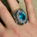925 Sterling Silver Men Oval Aquamarine Gemstone Handmade Ring