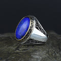 925 Solid Silver Men Oval Natural Lapis Lazuli Ottoman Style Ring