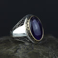 Men Handmade Oval Natural Amethyst Gemstone Handmade Ring