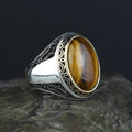 925 Sterling Silver Natural Tiger Gemstone Ottoman Style Ring