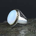 Men Handmade Natural Oval Moonstone Gemstone Turkish Ring