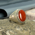 Men Handmade Red Agate Gemstone Classic Ring