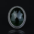 925 Silver Large Emerald Ring , Men Handmade Engraved Ring, Vintage Ottoman Ring, Men Green Stone Ring