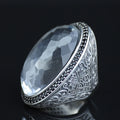 Men Silver Large Moissanite Ring, Artisan Men's Ice Out Ring, Heavy Mens Ring, Turkish Handmade Jewelry, Artisan Mens Ring