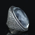 Men Silver Large Moissanite Ring, Artisan Men's Ice Out Ring, Heavy Mens Ring, Turkish Handmade Jewelry, Artisan Mens Ring