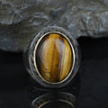 925 Sterling Silver Natural Tiger Gemstone Ottoman Style Ring
