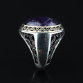 Men Handmade Oval Natural Amethyst Gemstone Handmade Ring