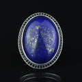 Men Large Natural Lapis Lazuli Ring, Turkish Handmade Lapis Ring , Blue Lapis Lazuli Ring, Ottoman Style Ring , 925k Sterling Silver Ring
