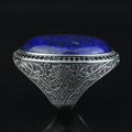 Men Large Natural Lapis Lazuli Ring, Turkish Handmade Lapis Ring , Blue Lapis Lazuli Ring, Ottoman Style Ring , 925k Sterling Silver Ring