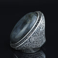 Men's Labradorite Sterling Silver Ring, Large Handmade Gemstone Mens Ring, Natural Big Labradorite Ring, Anniversary Gift