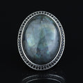Men's Labradorite Sterling Silver Ring, Large Handmade Gemstone Mens Ring, Natural Big Labradorite Ring, Anniversary Gift