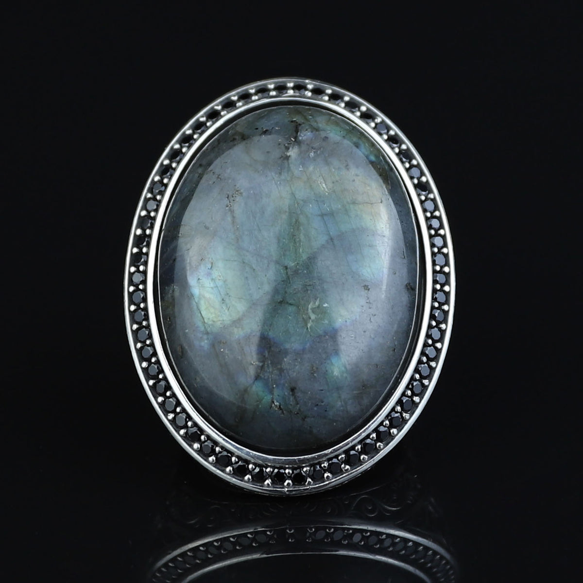 Men's Labradorite Sterling Silver Ring, Large Handmade Gemstone Mens Ring, Natural Big Labradorite Ring, Anniversary Gift