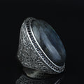 Men's Labradorite Sterling Silver Ring, Large Handmade Gemstone Mens Ring, Natural Big Labradorite Ring, Anniversary Gift