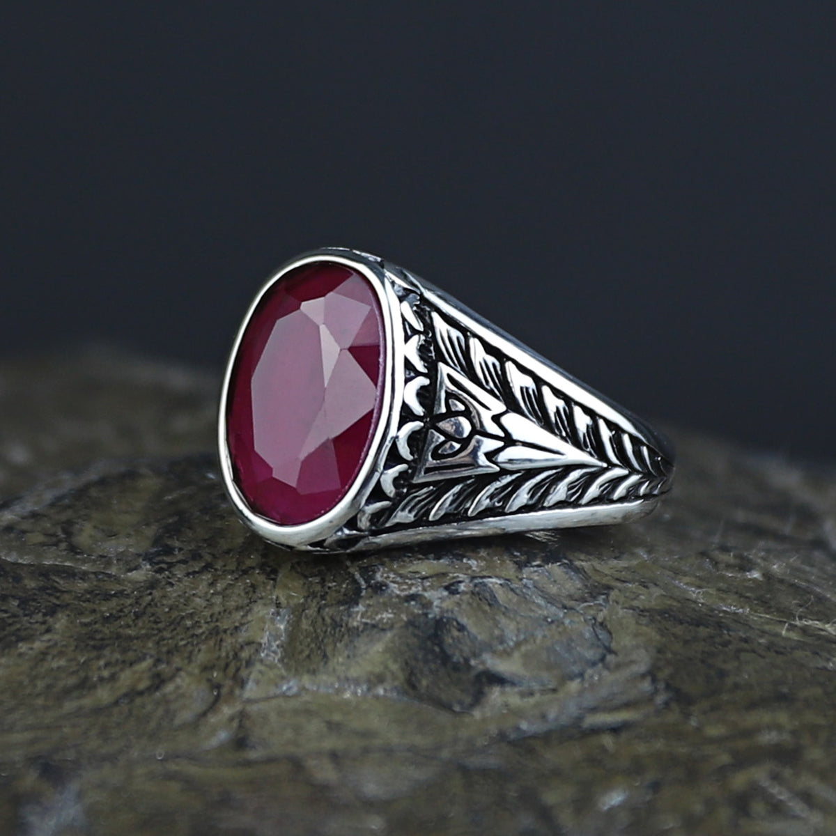 925 Men Handmade Natural Ruby Gemstone Handmade Ring
