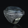 Men's Labradorite Sterling Silver Ring, Large Handmade Gemstone Mens Ring, Natural Big Labradorite Ring, Anniversary Gift