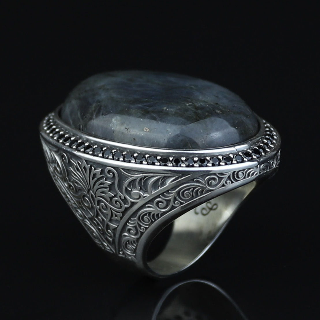 Men's Labradorite Sterling Silver Ring, Large Handmade Gemstone Mens Ring, Natural Big Labradorite Ring, Anniversary Gift