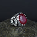 Silver Round Cut Natural Ruby Gemstone Handmade Ring