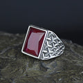 925 Sterling Silver Square Natural Ruby Gemstone Turkish Handmade Ring