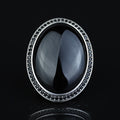Men 925 Silver Large Onyx Ring, Engraved Black Onyx Ring, Vintage Men Onyx Ring, Ottoman Sterling Silver Ring, Ottoman Jewelry