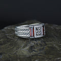 Men Handmade Minimal Red Garnet Gemstone Ring