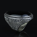 Men 925 Silver Large Onyx Ring, Engraved Black Onyx Ring, Vintage Men Onyx Ring, Ottoman Sterling Silver Ring, Ottoman Jewelry