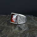 925 Men Silver Handmade Minimal Garnet Stone Ring