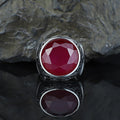 Silver Round Cut Natural Ruby Gemstone Handmade Ring