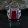 925 Sterling Silver Square Natural Ruby Gemstone Turkish Handmade Ring
