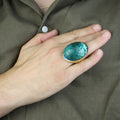 18K Gold Large Aquamarine Men Ring, Handmade Engraved Vintage Ring, Turkish Handmade Blue Gemstone Ring