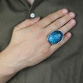 Silver Aquamarine Ring , Large Aquamarine Stone Ring , Great Magnificence Men's Ring