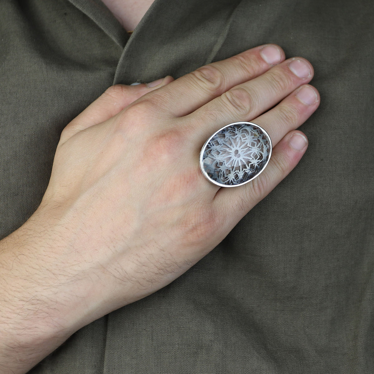 Men Large Silver White Diamond Ring, Moissanite Gemstone Men Ring,Silver Vintage Handcrafted Ottoman Men Ring