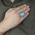 Men Silver Large Moissanite Ring, Artisan Men's Ice Out Ring, Heavy Mens Ring, Turkish Handmade Jewelry, Artisan Mens Ring