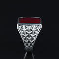 925 Sterling Silver Square Natural Ruby Gemstone Turkish Handmade Ring