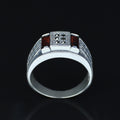Men Handmade Minimal Red Garnet Gemstone Ring