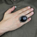 Men 925 Silver Large Onyx Ring, Engraved Black Onyx Ring, Vintage Men Onyx Ring, Ottoman Sterling Silver Ring, Ottoman Jewelry
