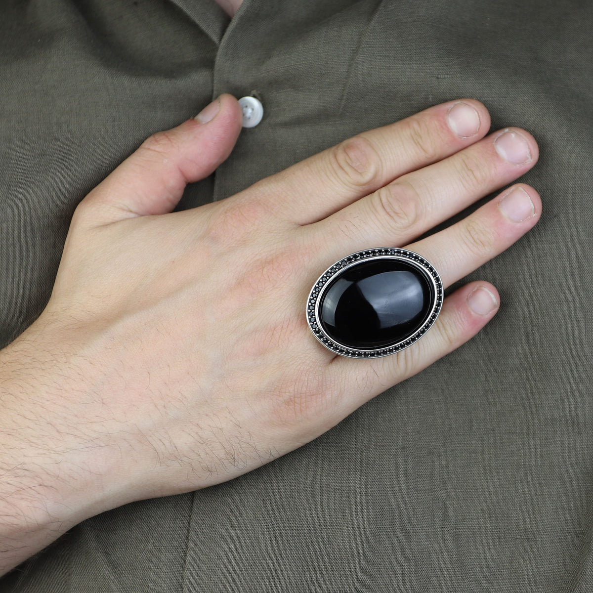 Men 925 Silver Large Onyx Ring, Engraved Black Onyx Ring, Vintage Men Onyx Ring, Ottoman Sterling Silver Ring, Ottoman Jewelry