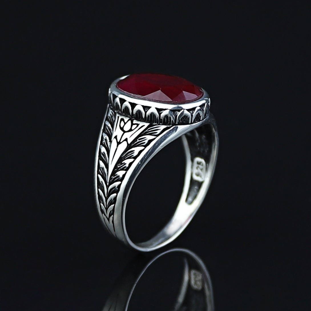 925 Men Handmade Natural Ruby Gemstone Handmade Ring