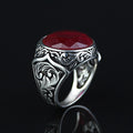 Silver Round Cut Natural Ruby Gemstone Handmade Ring